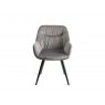 Bentley Designs Dali upholstered dining chair with sand black powder coated legs- grey velvet fabric- front on