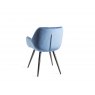Bentley Designs Dali upholstered dining chair with sand black powder coated legs- petrol blue velvet fabric- back angle shot