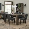 Bentley Designs Logan Fumed Oak 6 Seat Dining Set- 6 Cezanne Chairs in Dark Grey Faux Leather- feature