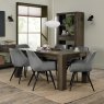 Bentley Designs Logan Fumed Oak 6-8 Seat Extending Dining Set- 6 Dali Chairs in Grey Velvet Fabric- feature