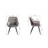 Bentley Designs Dali Upholstered Dining Chair- Grey Velvet Fabric- line drawing