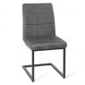 Bentley Designs Lewis Cantilever Upholstered Dining Chair- Distressed Dark Grey Fabric- front angle shot