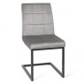 Bentley Designs Lewis Cantilever Upholstered Dining Chair- Grey Velvet Fabric- front angle shot