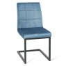 Bentley Designs Lewis Cantilever Upholstered Dining Chair- Petrol Blue Velvet Fabric- front angle shot