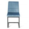 Bentley Designs Lewis Cantilever Upholstered Dining Chair- Petrol Blue Velvet Fabric- front on