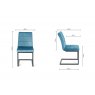 Bentley Designs Lewis Cantilever Upholstered Dining Chair- Petrol Blue Velvet Fabric- line drawing