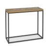 Indus Rustic Oak Narrow Console Table - front angle
