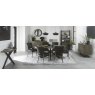 Bentley Designs Ellipse Fumed Oak 6 Seater Dining Table & 6 Logan Fumed Oak Upholstered Chairs- Old West Vintage- lifestyle