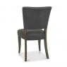 Bentley Designs Ellipse Fumed Oak 6 Seater Dining Table & 6 Logan Fumed Oak Upholstered Chairs- Dark Grey Fabric- chair back 