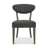 Bentley Designs Ellipse Fumed Oak 6 Seater Dining Table & 6 Ellipse Fumed Oak Upholstered Chairs- Dark Grey Fabric- chair fro