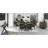 Bentley Designs Ellipse Fumed Oak 6 Seater Dining Table & 6 Ellipse Fumed Oak Upholstered Chairs- Old West Vintage- lifestyle