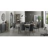 Bentley Designs Monroe Silver Grey 6-8 Seater Dining Table & 6 Monroe Silver Grey Upholstered Chairs- Slate Grey Fabric
