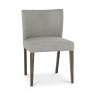 Bentley Designs Turin Dark Oak Circular Glass Table & 4 Turin Dark Oak Low Back Upholstered Chairs- Pebble Grey Fabric- chair