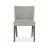 Bentley Designs Turin Dark Oak Circular Glass Table & 4 Turin Dark Oak Low Back Upholstered Chairs- Pebble Grey Fabric- chair