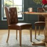 Bentley Designs Westbury Rustic Oak 4-6 Seater Dining Set- 4 Rustic Tan Upholstered Chairs- chair feature