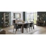 Bentley Designs Turin Dark Oak 6-8 Seater Dining Set & 6 Low Back Chairs- Gun Metal Velvet- feature