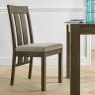 Bentley Designs Turin Dark Oak 6-10 Seater Dining Set & 6 Slat Back Chairs- Pebble Grey Fabric- chair front angle