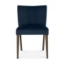 Bentley Designs Turin Dark oak 6-10 Seater Dining Set & 8 Low Back Upholstered Chairs in Dark Blue Velvet Fabric- chair front