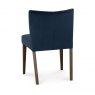 Bentley Designs Turin Dark oak 6-10 Seater Dining Set & 8 Low Back Upholstered Chairs in Dark Blue Velvet Fabric- chair back 