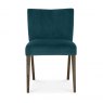 Bentley Designs Turin Dark oak 6-10 Seater Dining Set & 8 Low Back Upholstered Chairs in Sea Green Velvet Fabric- chair front