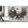 Bentley Designs Ellipse Fumed Oak 4 Seater Dining Set & 4 Uph Chairs- Dark Grey Fabric- feature