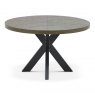 Bentley Designs Ellipse Fumed Oak 4 Seater Dining Set & 4 Uph Chairs- Dark Grey Fabric- table front