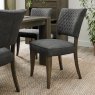 Bentley Designs Ellipse & Logan Fumed Oak 4 Seater Dining Set & 4 Uph Chairs- Dark Grey Fabric- chair feature