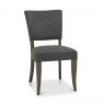 Bentley Designs Ellipse & Logan Fumed Oak 4 Seater Dining Set & 4 Uph Chairs- Dark Grey Fabric- chair front angle