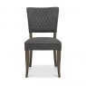 Bentley Designs Ellipse & Logan Fumed Oak 4 Seater Dining Set & 4 Uph Chairs- Dark Grey Fabric- chair front