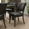 Bentley Designs Ellipse & Logan Fumed Oak 4 Seater Dining Set & 4 Uph Chairs- Old West Vintage- chair feature