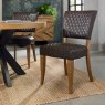 Bentley Designs Ellipse & Logan Rustic Oak 6 Seater Dining Set & 6 Uph Chairs- Old West Vintage- chair feature