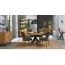 Bentley Designs Ellipse & Logan Rustic Oak 4 Seater Dining Set & 4 Uph Chairs- Dark Grey Fabric- feature