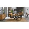 Bentley Designs Ellipse & Logan Rustic Oak 4 Seater Dining Set & 4 Uph Chairs- Old West Vintage- feature