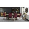 Bentley Designs Indus Rustic Oak 6-8 Seater Dining Set & 6 Rustic Uph Chairs- Crimson Velvet Fabric- feature