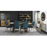 Bentley Designs Indus Rustic Oak 6-8 Seater Dining Set & 6 Rustic Uph Chairs- Sea Green Velvet Fabric- feature