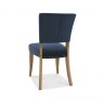 Bentley Designs Indus Rustic Oak 4 Seater Dining Set & 4 Rustic Uph Chairs- Dark Blue Velvet Fabric- chair back angle