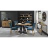 Bentley Designs Indus Rustic Oak 4 Seater Dining Set & 4 Rustic Uph Chairs- Sea Green Velvet Fabric- feature