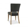 Bentley Designs Indus Rustic Oak 4 Seater Dining Set & 4 Rustic Uph Chairs- Gun Metal Velvet Fabric- chair back angle