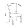 Bentley Designs Indus Rustic Oak 4 Seater Dining Set & 4 Rustic Uph Chairs- Gun Metal Velvet Fabric- chair line drawing