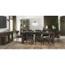 Bentley Designs Logan & Ellipse Fumed Oak 6-8 Seater Dining Set & 8 Uph Chairs- Dark Grey Fabric- feature