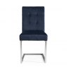 Bentley Designs Tivoli Dark Oak 4-6 Seater Dining Set & 4 Cantilever Chairs- Dark Blue Velvet Fabric- chair front