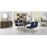 Bentley Designs Tivoli Dark Oak 4-6 Seater Dining Set & 4 Cantilever Chairs- Dark Blue Velvet Fabric- feature 2