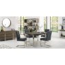 Bentley Designs Tivoli Dark Oak 4-6 Seater Dining Set & 4 Cantilever Chairs- Black Mottled Faux Leather- feature