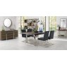 Bentley Designs Tivoli Dark Oak 4-6 Seater Dining Set & 4 Cantilever Chairs- Gun Metal Velvet Fabric- feature 2