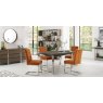 Bentley Designs Tivoli Dark Oak 4-6 Seater Dining Set & 4 Cantilever Chairs- Harvest Pumpkin Velvet Fabric- feature