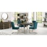 Bentley Designs Tivoli Dark Oak 4-6 Seater Dining Set & 4 Cantilever Chairs- Sea Green Velvet Fabric- feature