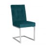 Bentley Designs Tivoli Dark Oak 4-6 Seater Dining Set & 4 Cantilever Chairs- Sea Green Velvet Fabric- chair front angle