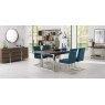 Bentley Designs Tivoli Dark Oak 4-6 Seater Dining Set & 4 Cantilever Chairs- Sea Green Velvet Fabric- feature 2