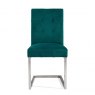 Bentley Designs Tivoli Dark Oak 6-8 Seater Dining Set & 6 Cantilever Chairs- Sea Green Velvet Fabric- chair front