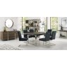 Bentley Designs Tivoli Dark Oak 6-8 Seater Dining Set & 6 Cantilever Chairs- Gun Metal Velvet Fabric- feature